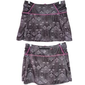 Athleta Black Gray Pink Aztek Printed Sprint Activewear Skorts Shorts Medium